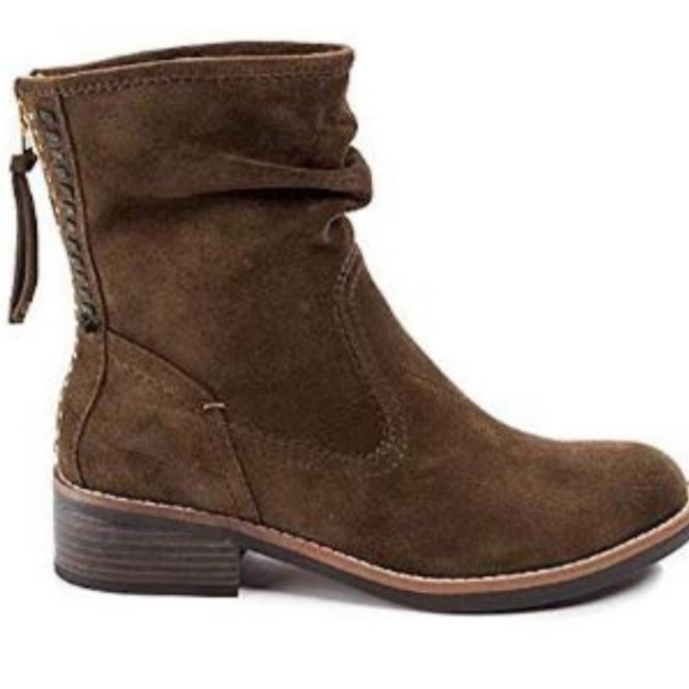 LUCCA Brown Suede Ankle Boots with Gold Studs women’s 7